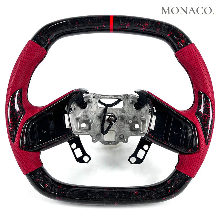 Flat top and flat bottom carbon fiber steering wheel