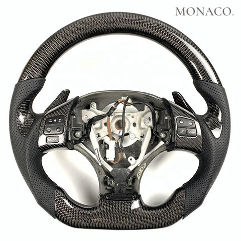 Custom carbon fiber steering wheel for Lexus IS ES RX (2014–2020): Perforated Leather Carbon