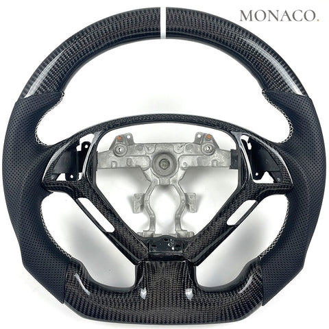 Custom carbon fiber steering wheel for Infiniti Q50-Q60-G37-G35-G25 (2003–2024): Perforated Leather