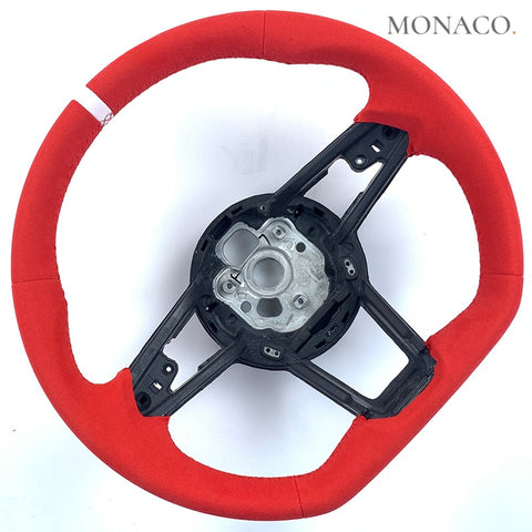 Custom carbon fiber steering wheel for Audi A3 A4 A5 A7 Q7 TT TTS R8 RS3 RS7 (2013–2024): Red Suede