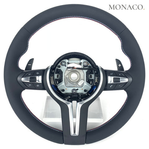 Custom carbon fiber steering wheel for BMW 3-5 Series F10-F30, 7 Series F01, 2 Series F20-F22, 4 Series F32-F36, M Series F40-F80-F90, X1-X6 (2008–2023): Smooth Leather