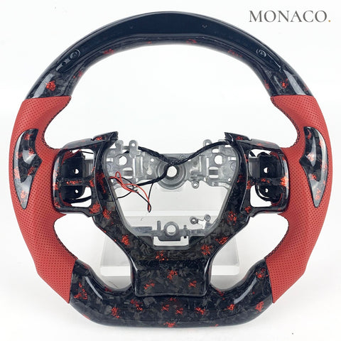Custom carbon fiber steering wheel for Lexus IS ES NX GX RX IS250 IS300 IS350 (2014–2020): LED Red Powder Forged Carbon