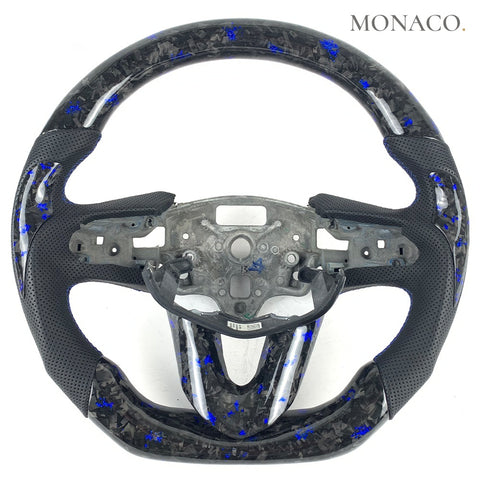 Custom carbon fiber steering wheel for Cadillac CT4 CT5 XT4 (2018–2023): Blue Powder Forged Carbon