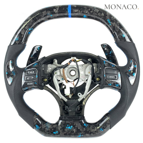 Custom carbon fiber steering wheel for Lexus NX GX RX IS250 IS300 IS350 ES (2014–2020): Blue Powder Forged Carbon