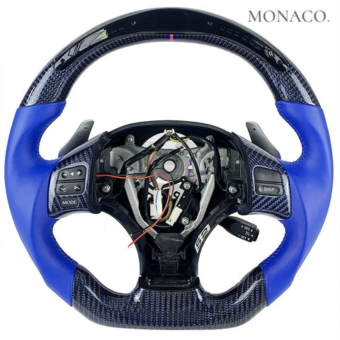 Custom carbon fiber steering wheel for Lexus IS IS250 IS300 IS350 IS F NX ES (2014–2020): LED Blue Carbon