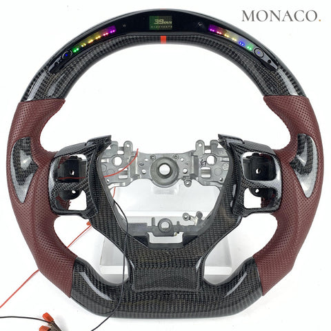 Custom carbon fiber steering wheel for Lexus ES RX IS250 IS300 NX GS (2014–2020): Perforated Leather LED Carbon