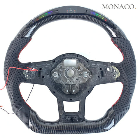 Custom carbon fiber steering wheel for Audi A3 A4 A5 A6 A7 A8 S3-S8 RS3-RS6 Q3 Q5 Q7 Q8 SQ7 RSQ7 RSQ8 (2013–2024): LED Carbon