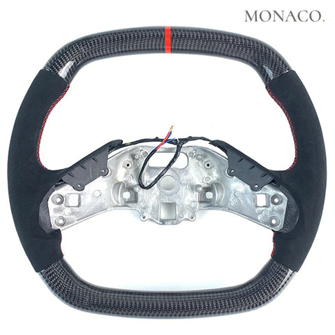 Custom carbon fiber steering wheel for Chevrolet Corvette C8 (2020–2023): Black Suede Carbon