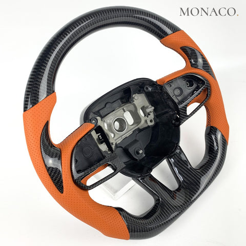 Custom carbon fiber steering wheel for Dodge Challenger Charger SRT (2015–2023): Perforated Leather Carbon