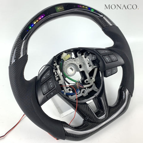 Custom carbon fiber steering wheel for Mazda Mazda3 Mazda6 CX-3 CX-5 CX-9 (2014–2019): LED Carbon
