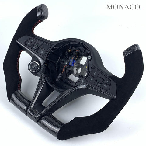 Custom carbon fiber steering wheel for Alfa Romeo Stelvio Giulia Quadrifoglio (2017–2023): Suede Carbon