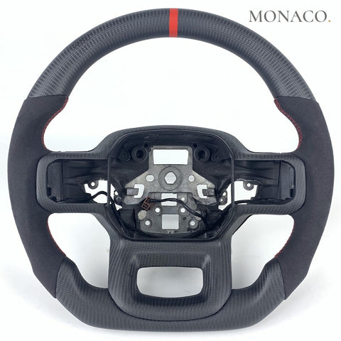 Custom carbon fiber steering wheel for Ford F-150 Raptor Ranger (2020–2024): Suede Matte Carbon