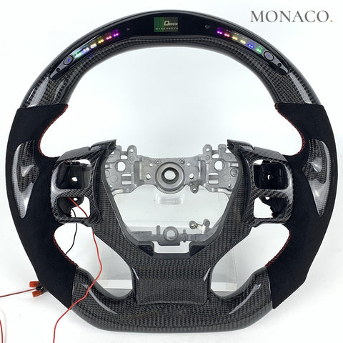 Custom carbon fiber steering wheel for Lexus GS200t GS350 RX350 RX450 ES350 ES300 (2013–2018): Suede LED Carbon