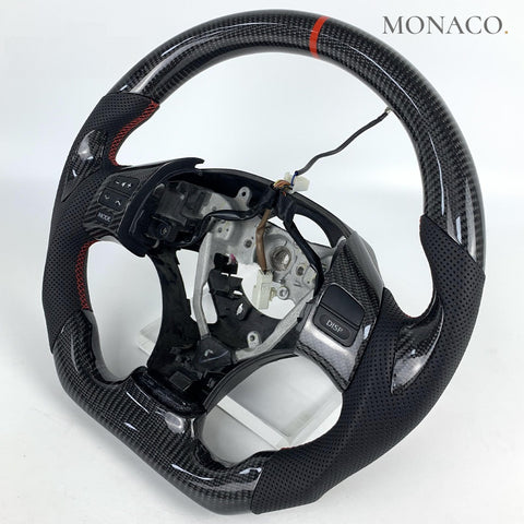 Custom carbon fiber steering wheel for Lexus IS IS F IS250 IS300 (2014–2020): Black Perforated Leather Carbon