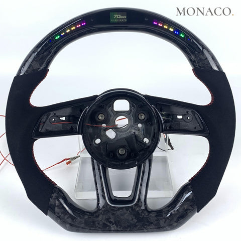 Custom carbon fiber steering wheel for Audi A3 A4 A5 S3 S4 S5 RS3 RS4 RS5 B9 (2016–2024): LED Forged Carbon