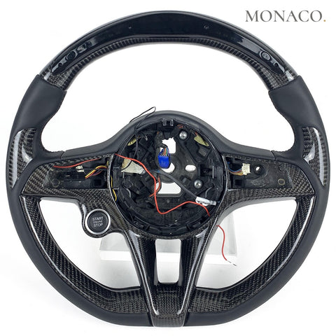 Custom carbon fiber steering wheel for Alfa Romeo Stelvio Giulia (2017–2020): LED Carbon