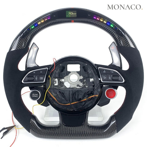 Custom carbon fiber steering wheel for Audi RS3 RS4 RS5 S3 S4 S5 S6 (2012–2017): LED Carbon
