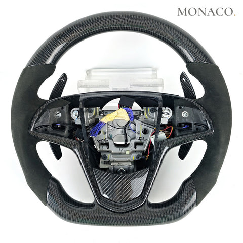 Custom carbon fiber steering wheel for Cadillac ATS CTS ATS-L CT4 CT5 CT6 (2015–2018): Black Suede Carbon