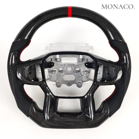 Custom carbon fiber steering wheel for Ford Ranger Raptor (2018–2024): Perforated Leather Carbon