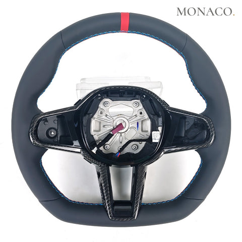 Custom carbon fiber steering wheel for BMW 7 Series G11-G12, 5 Series G30, 3 Series G20, X1-X4 G15-G05, M3-M4, F30-F80 (2015–2020): Smooth Leather