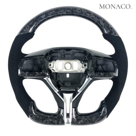 Custom carbon fiber steering wheel for Maserati GranTurismo Ghibli Levante Quattroporte (2008–2024): Suede Forged Carbon