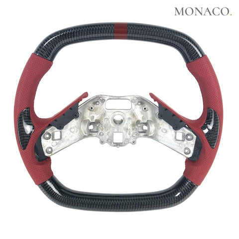 Custom carbon fiber steering wheel for Chevrolet Corvette C8 (2020–2022): Perforated Leather Carbon