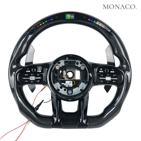 Custom carbon fiber steering wheel for Mercedes-Benz C-Class W204 W205 C43 C63 S-Class W221 W222 (2008–2021): LED Carbon