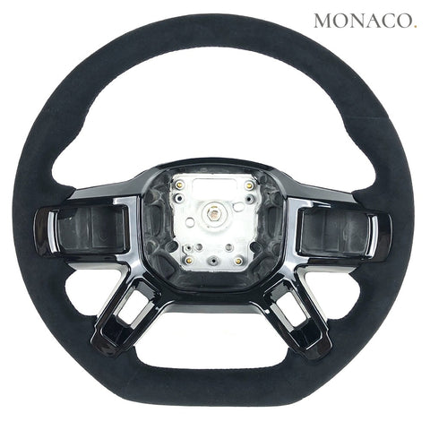 Custom carbon fiber steering wheel for Land Rover Defender 90 110 130 (2020–2025): Black Suede Piano Black