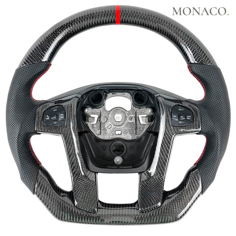 Custom carbon fiber steering wheel for Ford F-150 Raptor F-250 F-350 Ranger (2015–2020): Black Perforated Leather Carbon