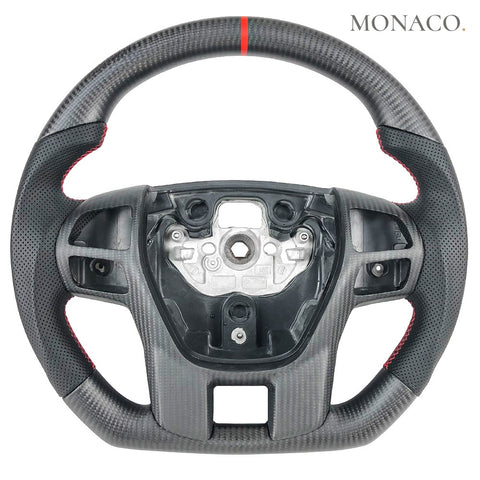 Custom carbon fiber steering wheel for Ford Ranger Raptor Everest (2015–2022): Perforated Leather Matte Carbon