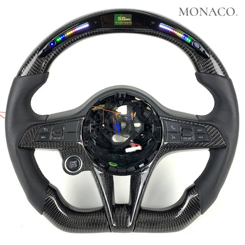 Custom carbon fiber steering wheel for Alfa Romeo Giulia (2017–2020): Smooth Leather Carbon