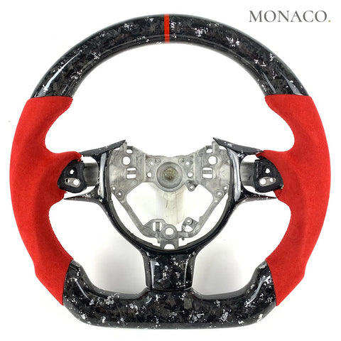 Custom carbon fiber steering wheel for Toyota 86 Subaru BRZ (2017–2020): Red Suede Forged Carbon