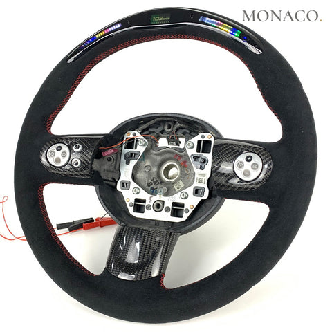 Custom carbon fiber steering wheel for Mini Cooper Cooper S & JCW F55 F56 F57 (2014–2026): All Suede