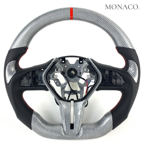 Custom carbon fiber steering wheel for Infiniti Q50-Q60-Q70-G37-G35 (2016–2023): Silver
