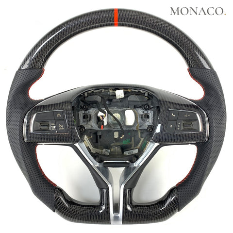 Custom carbon fiber steering wheel for Maserati Levante Quattroporte Ghibli (2013–2020): Perforated Leather Carbon