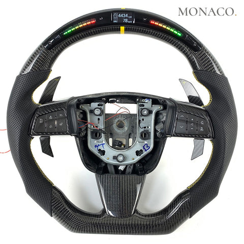 Custom carbon fiber steering wheel for Cadillac CTS CTS-V XTS SRX ATS ATS-V CT6 (2013–2019): LED Carbon
