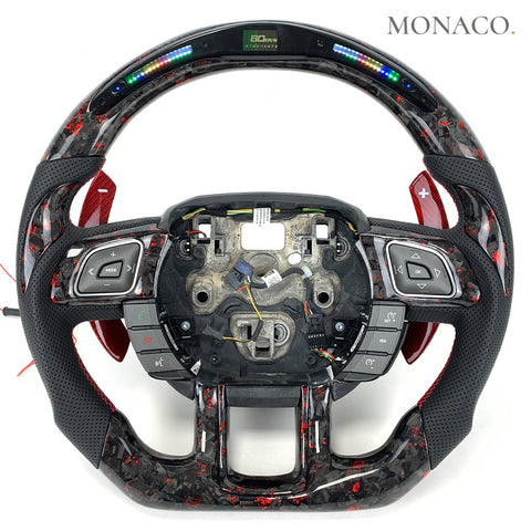 Custom carbon fiber steering wheel for Land Rover Range Rover Evoque Defender (2012–2020): LED Forged Carbon