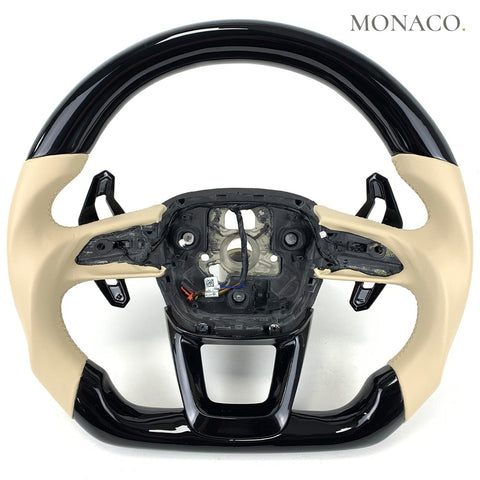 Custom carbon fiber steering wheel for Audi A3 A4 A5 A6 A7 Q3 Q5 Q7 Q8 SQ8 S6 S7 RS3 RS7 (2013–2024): Wood Carbon