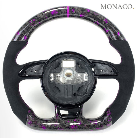 Custom carbon fiber steering wheel for Audi A3 A4 A5 S3 S4 S5 RS3 RS4 RS5 B8 B8.5 (2008–2016): Black Suede Forged Carbon