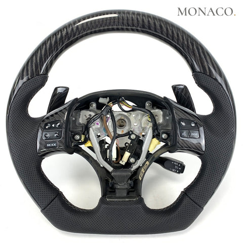 Custom carbon fiber steering wheel for Lexus IS250 IS300 ES LS (2010–2013): Perforated Leather Carbon