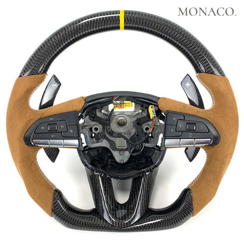 Custom carbon fiber steering wheel for Cadillac CT4 CT5 CT6 XT5 XT4 (2017–2024): Brown Suede Carbon