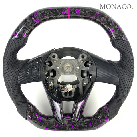 Custom carbon fiber steering wheel for Mazda Mazda3 Mazda6 CX-3 CX-4 CX-5 CX-8 (2014–2018): Purple Powder Forged Carbon