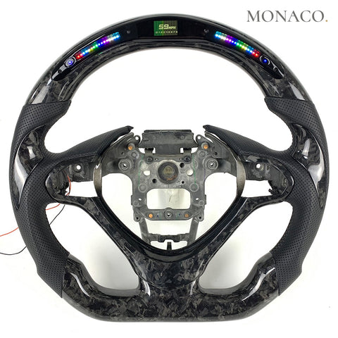 Custom carbon fiber steering wheel for Acura TL (2009–2014): Perforated Leather LED Forged Carbon
