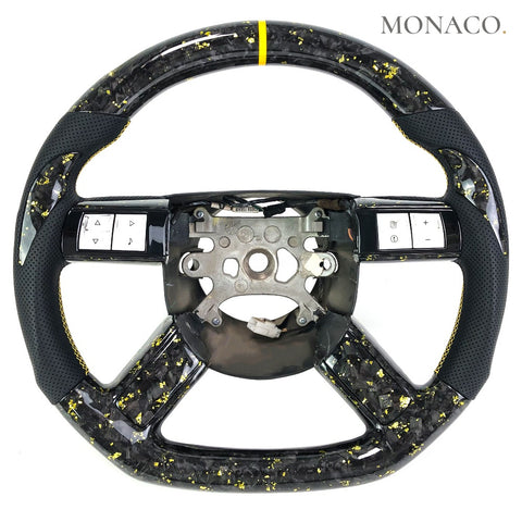 Custom carbon fiber steering wheel for Dodge Challenger, Chrysler 300C (2008–2011): Yellow Forged Carbon