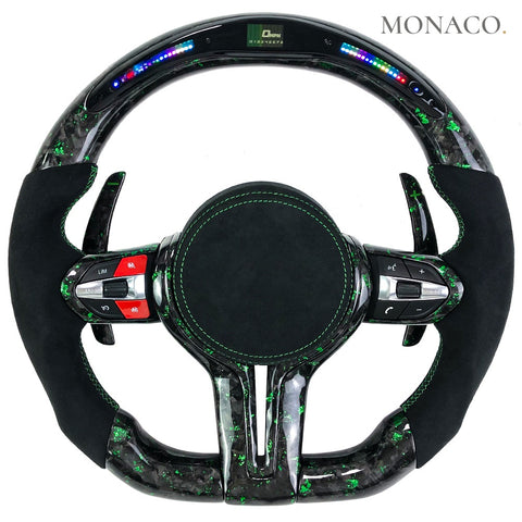 Custom carbon fiber steering wheel for BMW M3 F80, M4 F82, 3 Series F30, 5 Series F10 & M5 (2012–2020): Green Forged Carbon
