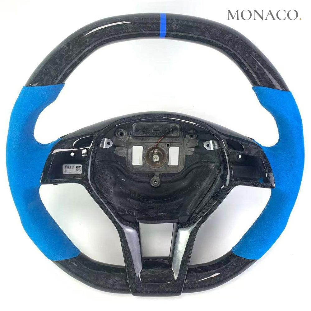 2007–2014 Mercedes-Benz C63 AMG (W204) Carbon Fiber Steering Wheel – Blue Suede & Carbon Fiber