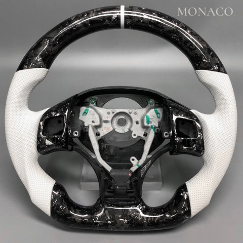 Custom carbon fiber steering wheel for Lexus IS250 IS350 IS350C RC LX570 GX460 RX350 CT200h (2010–2020): Silver Forged Carbon