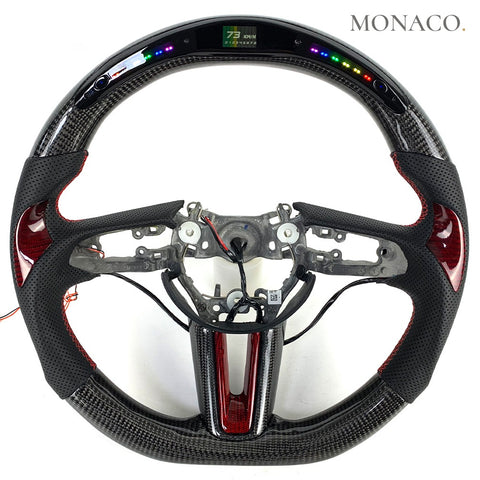 Custom carbon fiber steering wheel for Mazda Mazda3 Mazda6 CX-5 CX-7 CX-30 CX-90 (2012–2024): LED Carbon