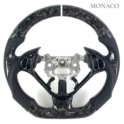 Custom carbon fiber steering wheel for Acura TL TSX (2009–2014): Perforated Leather Forged Carbon