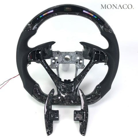 Custom carbon fiber steering wheel for Acura TL TSX (2009–2014): Perforated Leather LED Forged Carbon